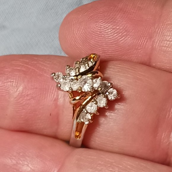 Vintage Gold Plated and CZ Cocktail Ring Size 7 - Picture 9 of 16